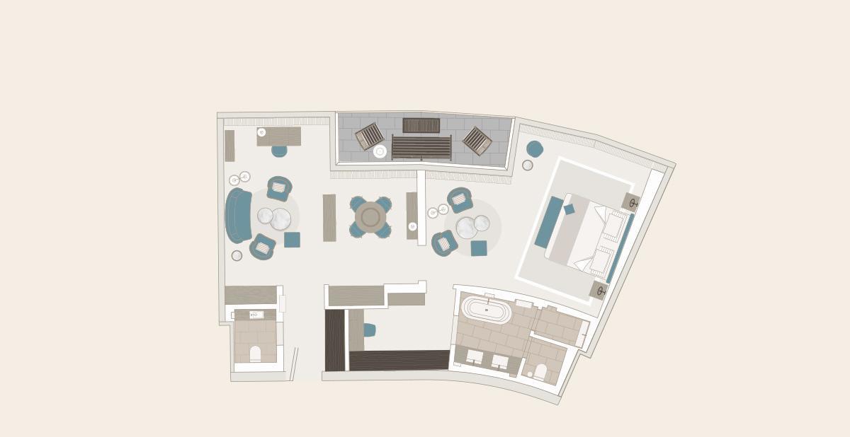 The Fontenay Hamburk Pokoj fotografie Floorplan of a typical suite